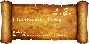 Lieszkovszky Endre névjegykártya